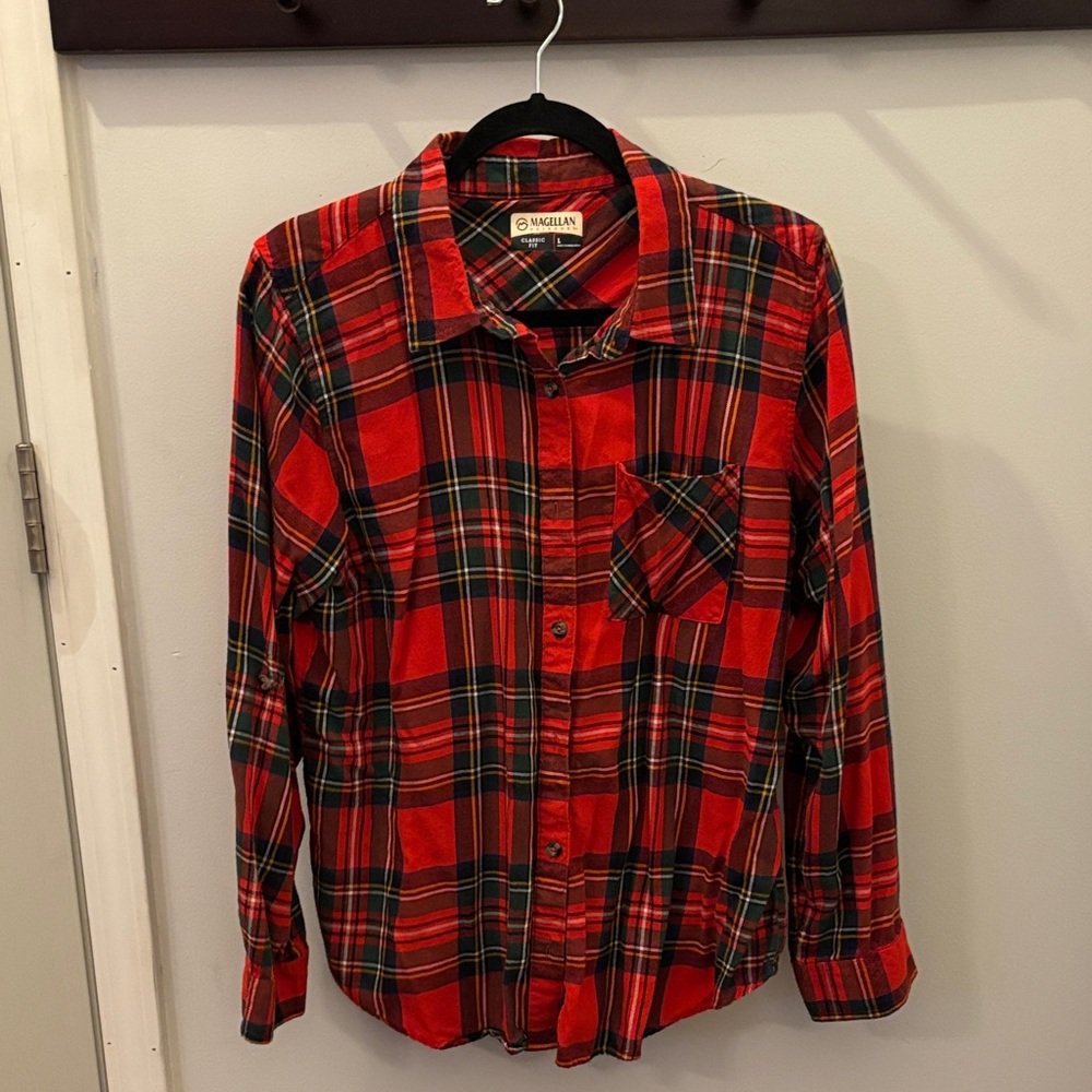 Magellan Outdoors Red and Green Plaid Shirt
